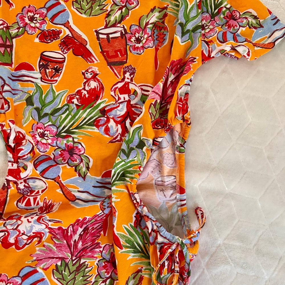 Zara Cut Out Tropical Floral Printed Summer Jersey T-Shirt Mini Dress NWT Small - Picture 12 of 12